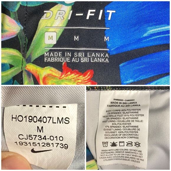 Nike Power training Floral 7/8 length Mesh Leggings Multicolor Size Medium M - Picture 8 of 11